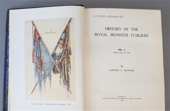 McCance, S. Capt - History of the Royal Munster Fusiliers, one of 114, 2 vols, qto, original half morocco gilt, Aldershott, 1927